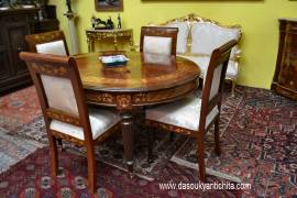 Tavolo stile inglese vittoriano ovalino intarsiato allungabile fino a 350 cm