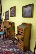 Schedario a serrandina stile inglese con piano di scrittura in ecopelle verde