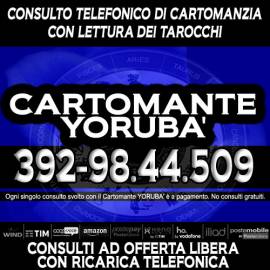 YORUBA' svolge consulti di Cartomanzia tutti i giorni dalle ore 9 alle 21 in orario continuato
