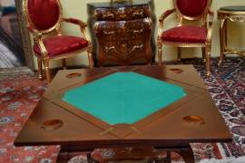 Antico tavolo da gioco apertura a fazzoletto inglese Vittoriano del 900