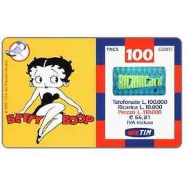 Scheda telefonica Ricarica Tim TACS GSM 100 Betty Boop 1999 K.FS INC./Fleischer Studios