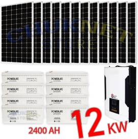 KIT FOTOVOLTAICO 12KW GIORNALIERO INVERTER IBRIDO ONDA PURA MPPT 100 AMPERE PANNELLO 