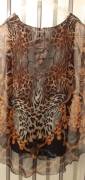 Vestito Caftano leggero trasparente motivi esotici in stile Animalier - sottovestito elasticizzato
