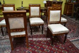 Gruppo di sei sedie-poltrone intarsiate stile olandese