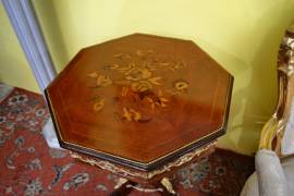 Tavolino ottagonale stile Napoleone III intarsiato