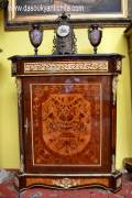Servante intarsiata con piano in marmo stile Napoleone III