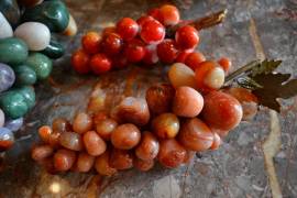 Set di tre grappoli d'uva in pietra vintage anni 70