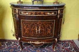 Credenza mezzo giro intarsiata stile Luigi XV