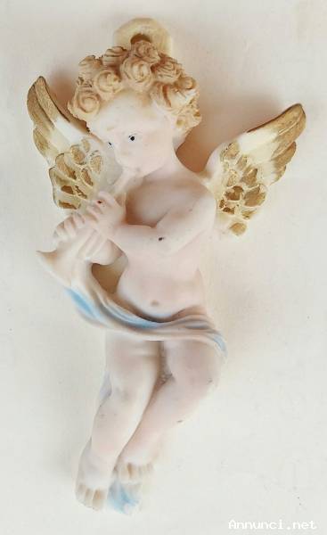 Decorazione da parete angelo con flauto in resina di alta qualità come nuovo