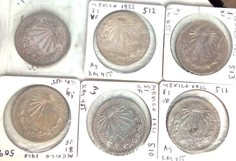 Lotto 6 x 1 peso Mexico moneta argento