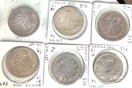 Lotto 6 x 1 peso Mexico moneta argento
