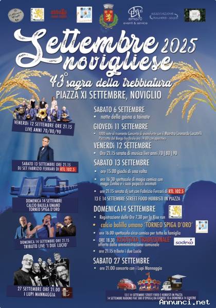 SAGRA DELLA TREBBIATURA - DAL 6 AL 27 SETTEMBRE - NOVIGLIO