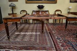 Tavolo da pranzo-riunioni intarsiato stile inglese allungabile fino a 232 cm.