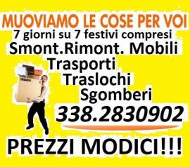 ROMA/ LAZIO/ ITALIA TRASLOCHI TRASPORTI E SGOMBERI PREZZI INIMITABILI 7GG SU7 TEL. 338-2830902