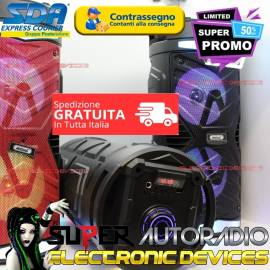 CASSA KARAOKE PORTATILE BATTERIA RIC. WIRELESS 5.0 BLUETOOTH RADIO FM USB AUX TF CARD MICROFONO	