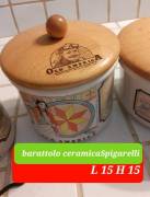 Barattoli+biscottiera ceramica spigarelli pz4