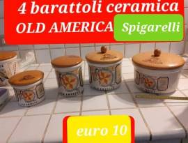 Barattoli+biscottiera ceramica spigarelli pz4