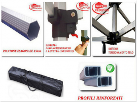 Gazebo pieghevole 3x4,5 Alluminio tendone mercato stand box stand fiere tenda