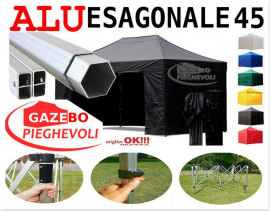 Gazebo 3x3 pieghevole stand fiere mercati eventi alluminio box fisarmonica tenda