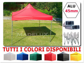 Gazebo 3x3 pieghevole stand fiere mercati eventi alluminio box fisarmonica tenda