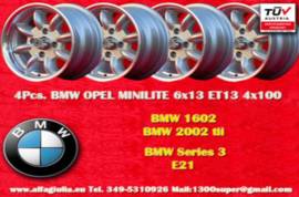 4 pz. cerchi BMW Minilite 6x13 ET13 1502-2002tii, 