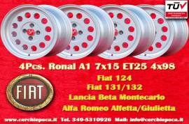 4 pz. cerchi Fiat Ronal 7x15 ET25 4x98 silver 124 