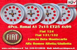 4 pz. cerchi Fiat Ronal 7x15 ET25 4x98 silver 124 