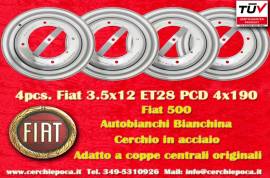 4 pz. cerchi Fiat OE steel 3.5x12 ET28 Fiat 500