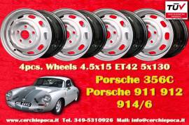 4 pz. cerchi Porsche OE steel 4.5x15 ET42 356 C SC