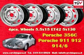 4 pz. cerchi Porsche OE steel 5.5x15 ET42 356 C SC
