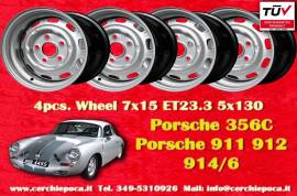 2 pz. cerchi Porsche OE steel 7x15 ET23.3 356 C SC