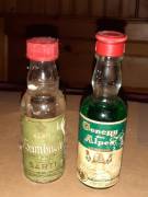 2 Bottigliette Mignon alcolici Liquori Vintage Sambuca Sarti Genepy Des Alpes E.Baudino