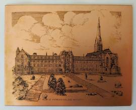 Quadretto in lamina di rame, serigrafia senza cornice raffigurante St.Patrick's College, Maynooth
