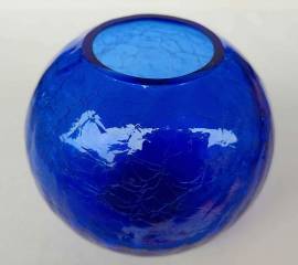 Vaso Bolla in vetro blu di Murano collezione NasonMoretti lavorazione tipo griglia come nuovo