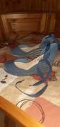 Scarpe Donna Campesine 37 in tela Blue Jeans Zeppa in corda Lacci alla caviglia