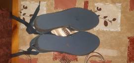 Scarpe Donna Campesine 37 in tela Blue Jeans Zeppa in corda Lacci alla caviglia