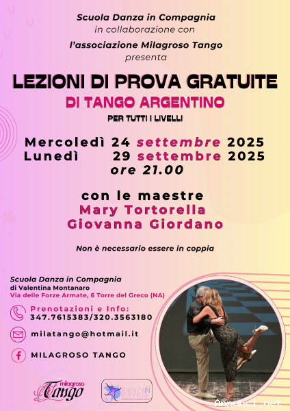 Due Lezioni di Prova Gratuite di Tango Argentino