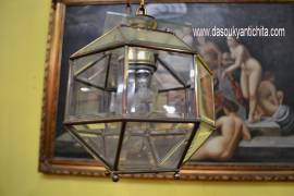 Coppia di lampadari ottagonali a lanterna anni 50