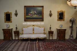Coppia di servantine intarsiate stile Napoleone III Coppia di servantine intarsiate stile Napoleone III
