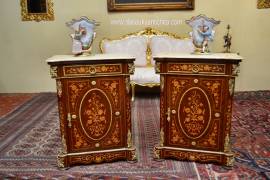 Coppia di servantine intarsiate stile Napoleone III