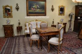 Coppia di servantine intarsiate stile Napoleone III Coppia di servantine intarsiate stile Napoleone III