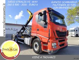 RIF.1391 IVECO STRALIS HI-WAY 260 S 500 – 2016 – GANCIO SCARRABILE PALFINGER 20 TON CON BRANDEGGIO –