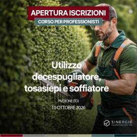 Corso Attrezzature: Decespugliatore e Tosasiepi – Piverone (TO) – 10 Ottobre 2026 Corso Attrezzature: Decespugliatore e Tosasiepi – Piverone (TO) – 10 Ottobre 2026