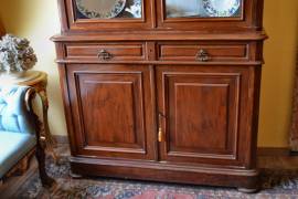 Antica credenza-libreria a doppio corpo stile Luigi Filippo del 900