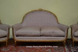 Antico divano con coppia di poltrone stile Luigi XVI