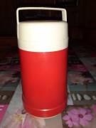 Thermos rosso Vintage con tazza incorporata e maniglia per trasporto