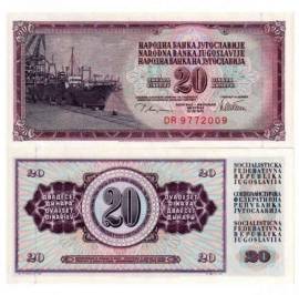 1974 Banconota Jugoslavia 20 Dinara "Ship on Dock" (Nave sul molo) FDS non circolata