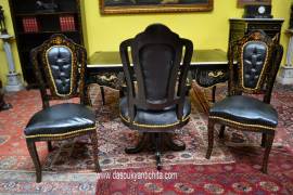 Tris poltrone da studio stile Napoleone III Boulle