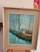 Quadro firmato Delfino  Pini   (1922-1995)  realizzato ad  olio su cartoncino telato , dimensioni so