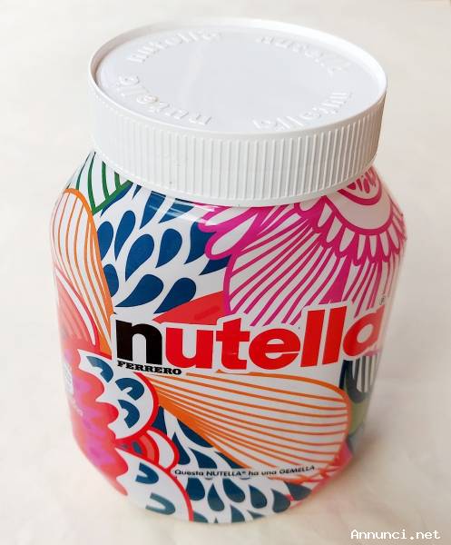 "QUESTA NUTELLA HA UNA GEMELLA" VASETTO BN663GG BARATTOLO FERRERO VUOTO 925 GR.